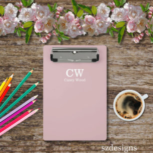 Dusty Pink Custom Initials Mini Clipboard