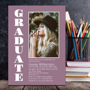 Dusty Pink Custom Photo Graduation Party Invitation