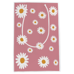 Dusty Pink Daisy Floral Gift Bag
