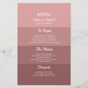Dusty pink deep blush Stylish Elegant wedding menu