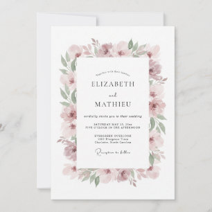 Dusty Pink Delicate Spring Wedding Invitation