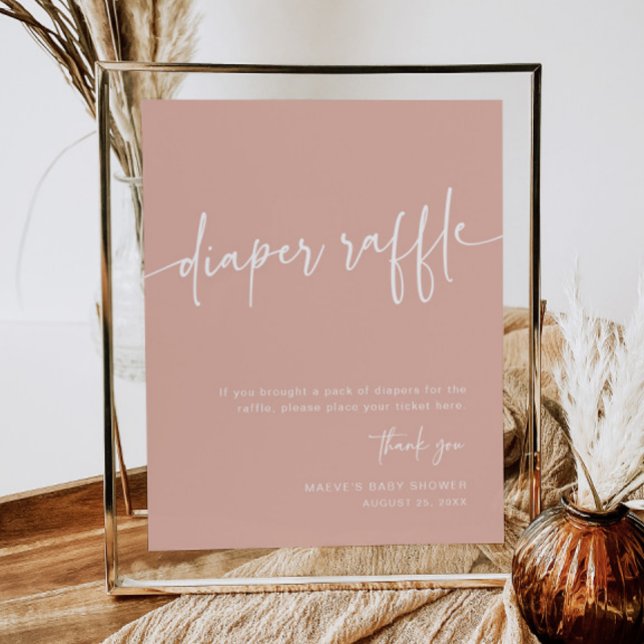 Dusty Pink Diaper Raffle Sign Girl Modern Minimal (Creator Uploaded)