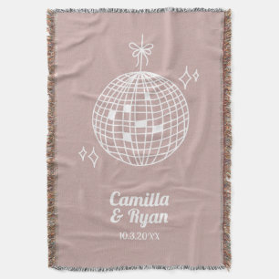 Dusty Pink Disco Ball Wedding Anniversary Blanket