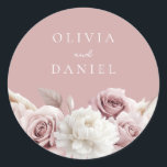 Dusty Pink & Dusty Rose Floral Wedding Classic Round Sticker<br><div class="desc">Dusty Pink & Dusty Rose Floral Wedding Classic Round Sticker

Follow our store for lots more invitations and designs</div>