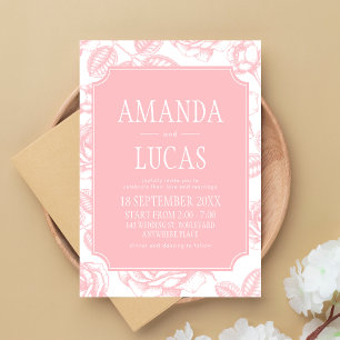 Dusty Pink Elegant Chinoiserie Wedding Invitation