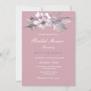 Dusty Pink Elegant Floral Bridal Shower Invitation