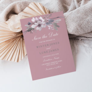 Dusty Pink Elegant Floral Save The Date Card