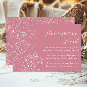 Dusty Pink Elegant Floral Wedding Honeymoon Fund Enclosure Card