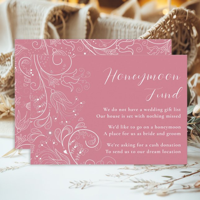 Dusty Pink Elegant Floral Wedding Honeymoon Fund Enclosure Card (Creator Uploaded)