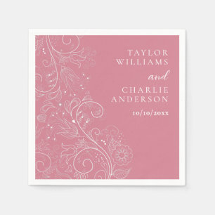 Dusty Pink Elegant Floral Wedding Napkin