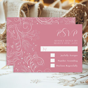 Dusty Pink Elegant Floral Wedding RSVP Card
