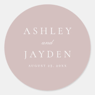 Dusty Pink Elegant Modern Wedding Classic Round Sticker