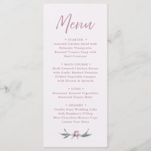 Dusty Pink Elegant Script Wedding Menu 