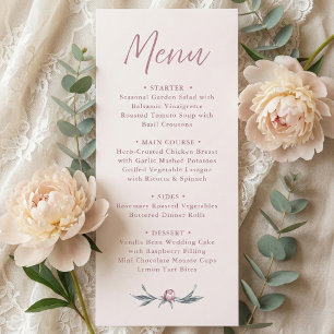 Dusty Pink Elegant Script Wedding Menu 