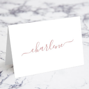 Dusty Pink Elegant Signature Name Place Cards