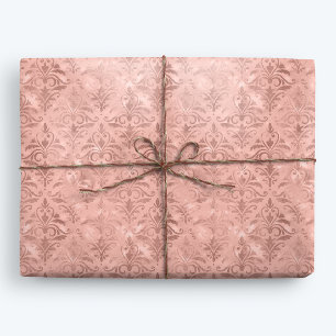 Dusty Pink Elegant Victorian Damask Wrapping Paper
