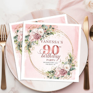 Dusty Pink Eucalyptus Boho 90th Birthday Party Napkin
