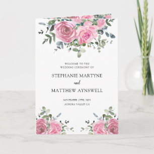 Dusty Pink Eucalyptus Botanical Wedding Program Programme