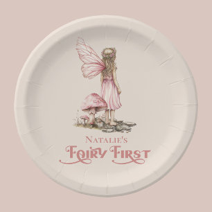 Dusty Pink Fairy First Birthday Party Personalised Paper Plate