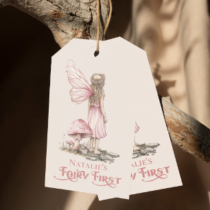 Dusty Pink Fairy First Birthday Party Personalized Gift Tags