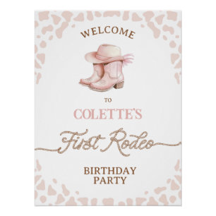 Dusty Pink First Rodeo 1st Birthday Welcome Sign