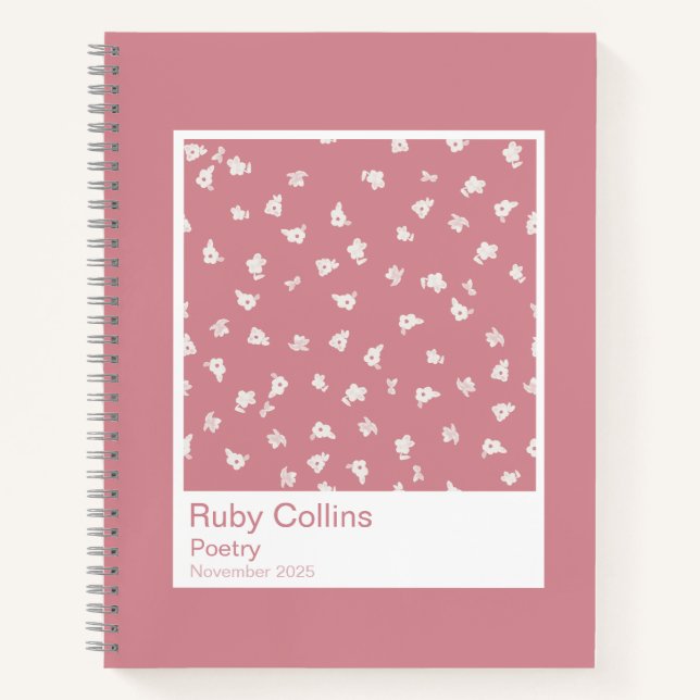 Dusty Pink Floral Aesthetic Notebook (Front)