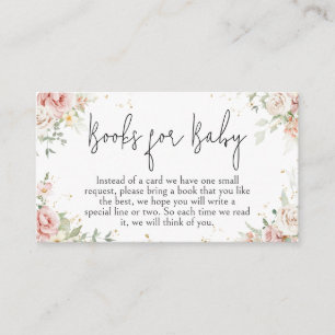 Dusty Pink Floral Baby Shower Books for Baby Enclosure Card