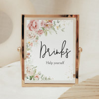 Dusty Pink Floral Baby Shower Drinks