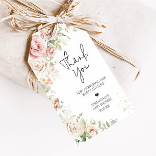 Dusty Pink Floral Baby Shower Favour Tags