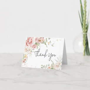 Dusty Pink Floral Baby Shower Thank You Card