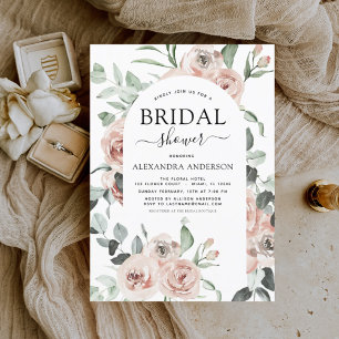 Dusty Pink Floral Bridal Shower Greenery Invitatio Invitation