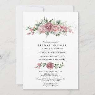Dusty Pink Floral Bridal Shower Invitation