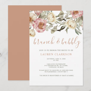 Dusty Pink Floral Brunch Bridal Shower  Invitation