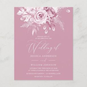 Dusty Pink Floral Budget Wedding Invitation