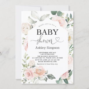 Dusty Pink Floral Diamond Baby Shower Invitation