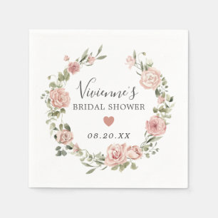 Dusty Pink Floral Eucalyptus Bridal Shower Napkin