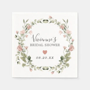 Dusty Pink Floral Eucalyptus Bridal Shower Napkin