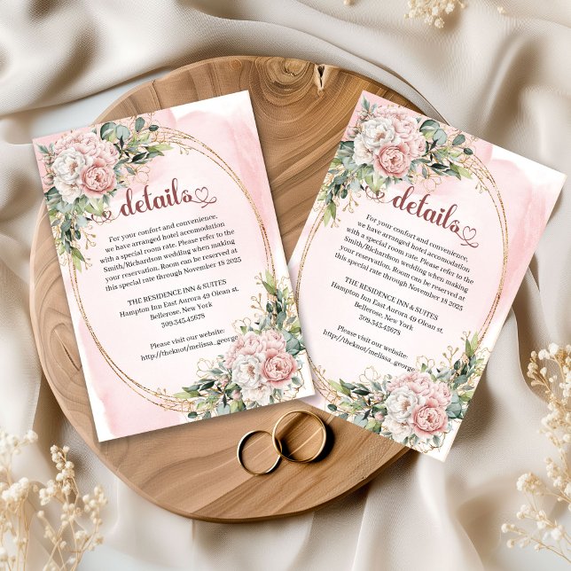 Dusty Pink Floral Eucalyptus Wedding Details  Enclosure Card (Dusty Pink Floral Eucalyptus Wedding Details Insert Card

)