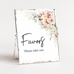 Dusty Pink Floral Greenery Baby Shower Favours Poster