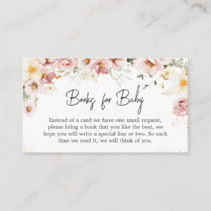Dusty Pink Floral Greenery Books for Baby Enclosure Card