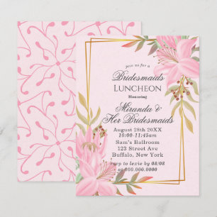 Dusty Pink Floral Kraft Bridesmaids Luncheon Invitation