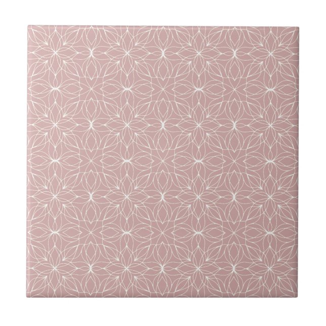 Dusty Pink Floral Line Art  Tile (Front)