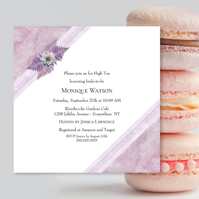 Dusty Pink Floral & Marble High Tea Bridal Shower Invitation (Creator Uploaded)