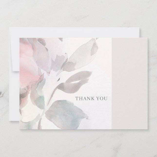 Dusty Pink Floral Watercolor Thank You Card (Front)