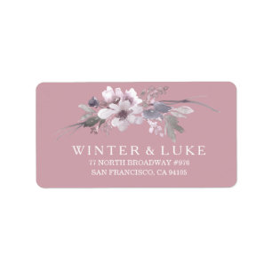 Dusty Pink Floral Watercolor Wedding Address Label