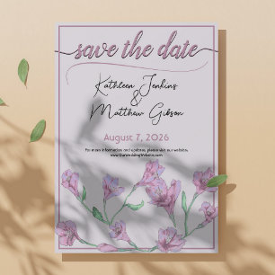 Dusty Pink Floral Watercolor Wedding Save The Date