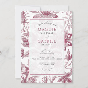 Dusty Pink Floral Wedding Invitation