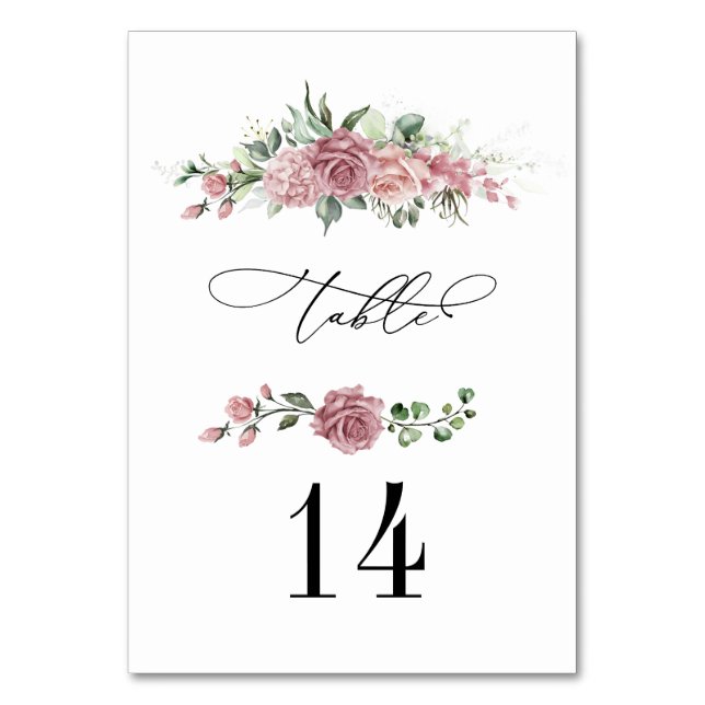 Dusty Pink Floral Wedding   Table Number (Front)