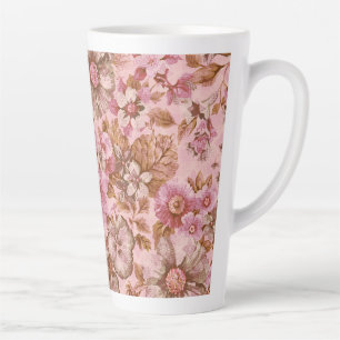 Dusty Pink Floral with Texture Latte Mug