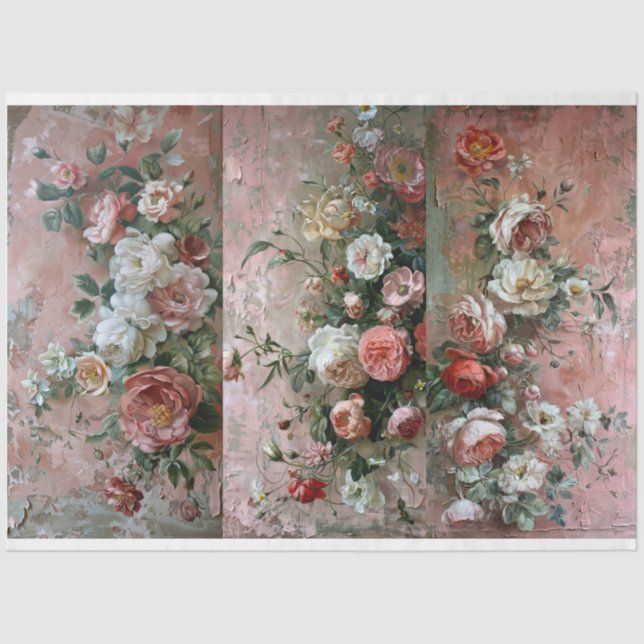 Dusty Pink Florals For Breadboard Design Tissue Paper (Front)